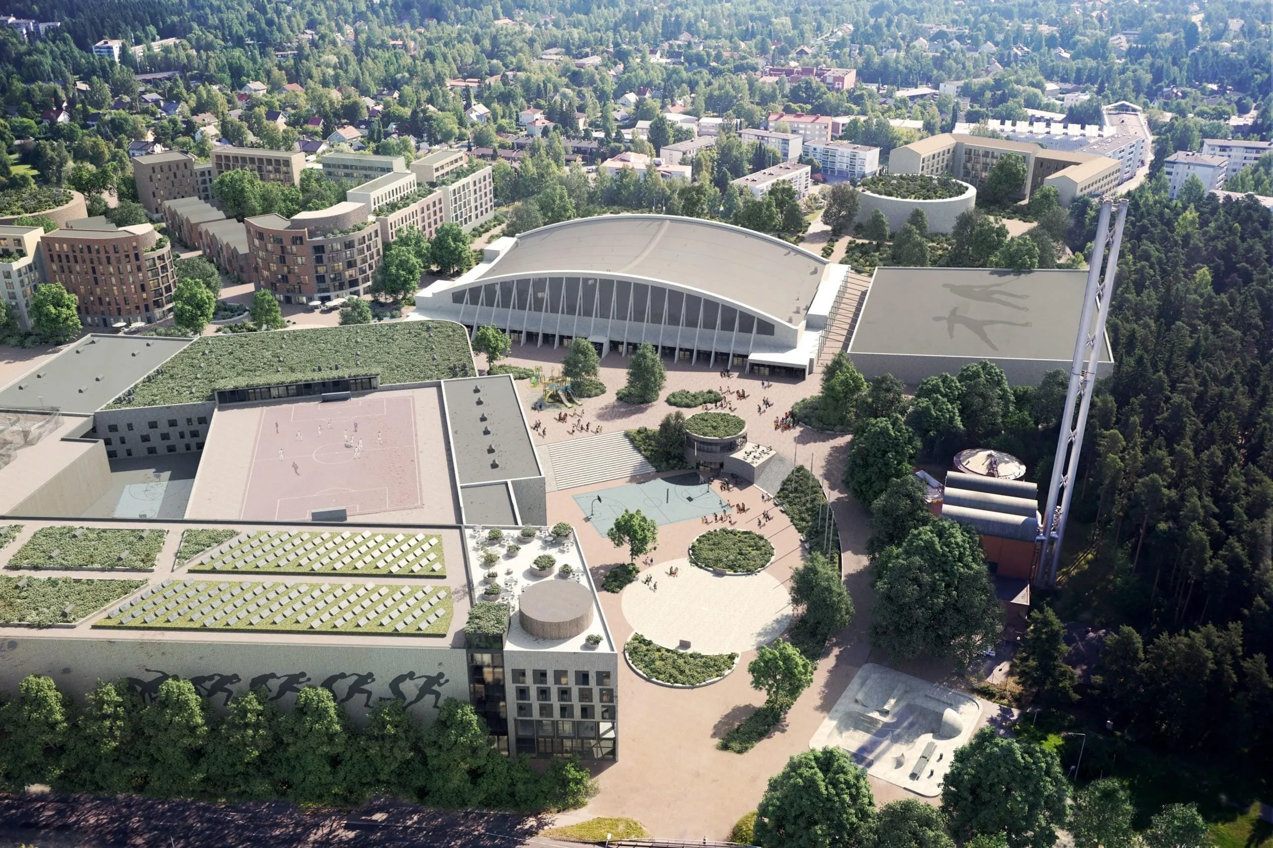 Featured image for “Yhteiskuntakiinteistöt kasvava sijoituskohde – Trevian mukana Tampereen Hakametsä Sport Campus -alueen suunnittelukilpailun voittajatiimissä”