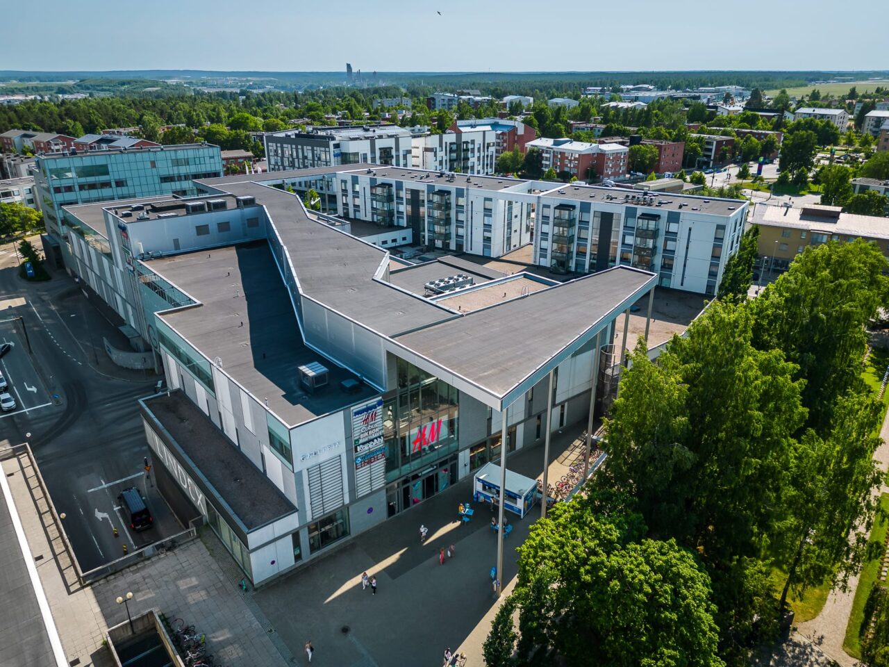 Kauppakeskus Galleria ilmasta kuvattuna