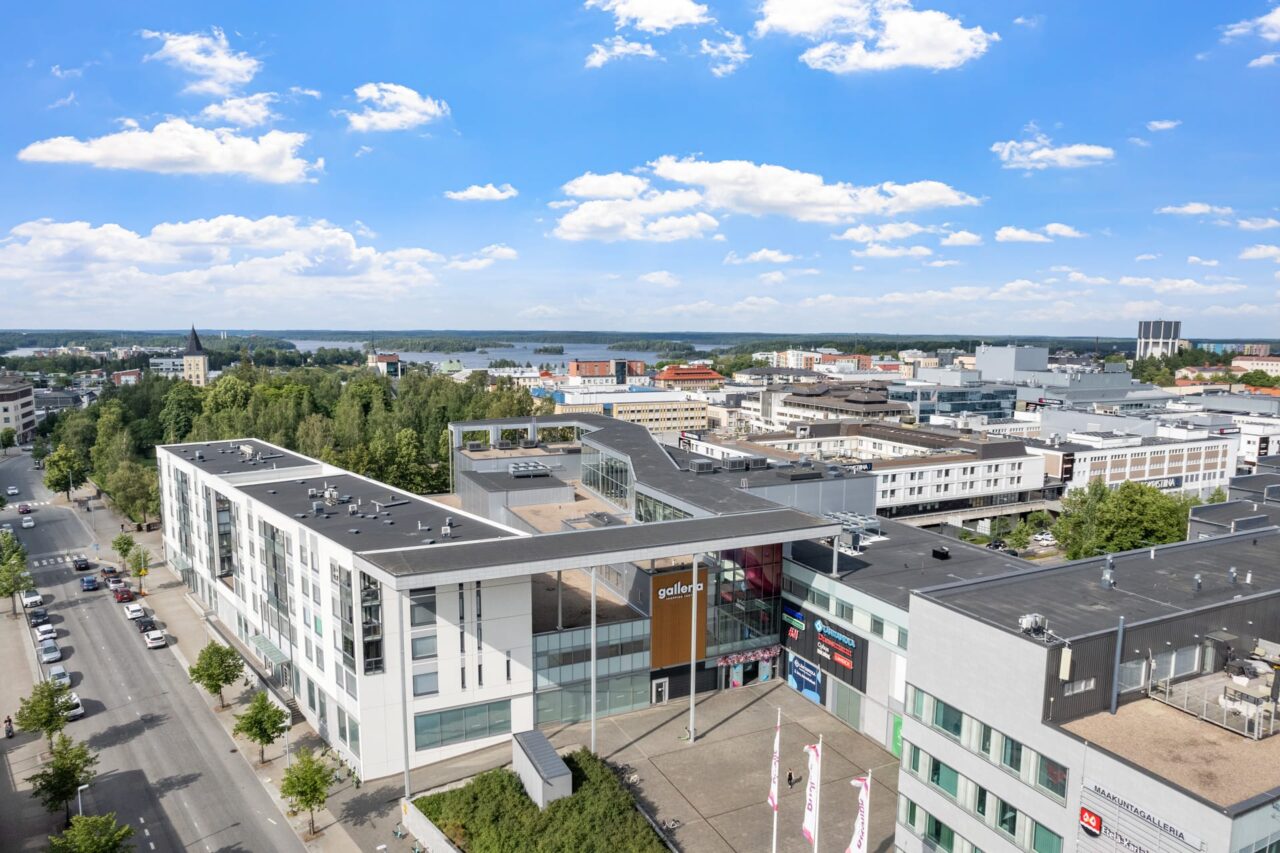 Kauppakeskus Galleria ilmasta kuvattuna